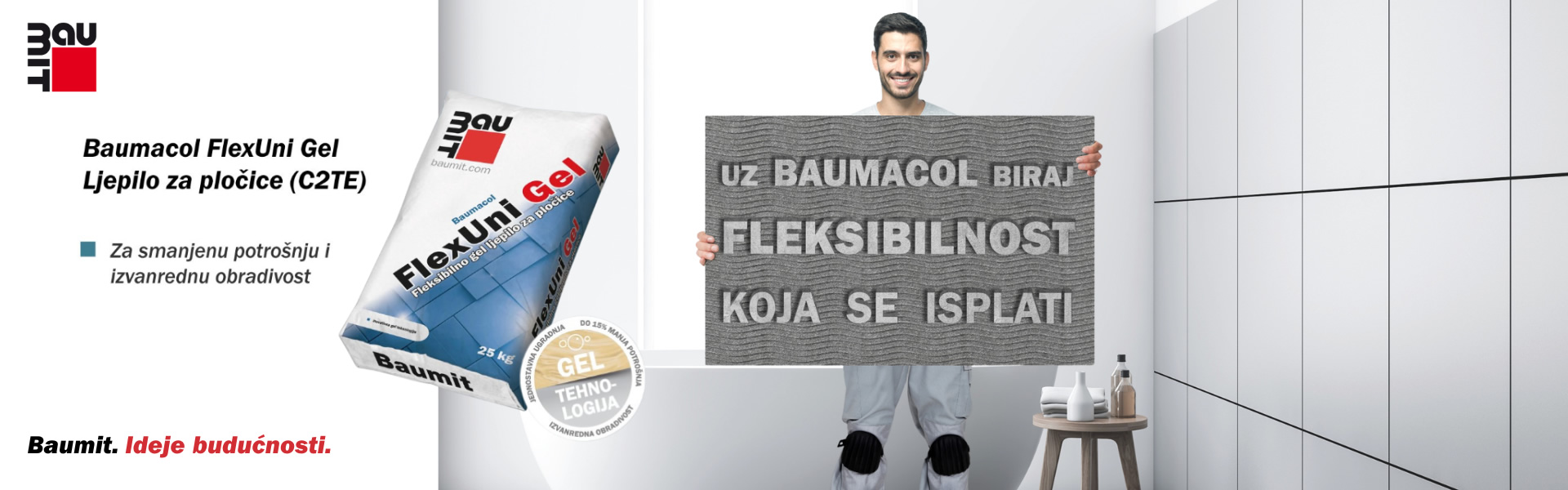 Baumacol FlexUni Gel ljepilo za pločice: smanjena potrošnja i izvanredna obradivost